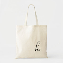 Aangepast initiële zwarte monogram script tote bag