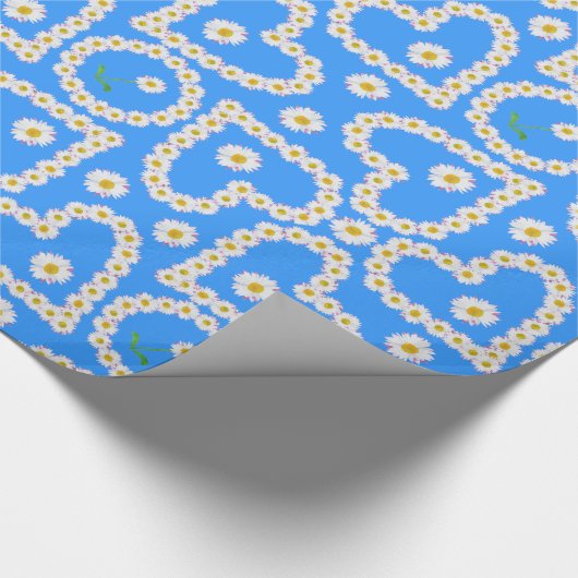 Aangepast inpakpapier, Daisy Chains op blauw Cadeaupapier (Hoek)