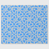 Aangepast inpakpapier, Daisy Chains op blauw Cadeaupapier (Vlak)