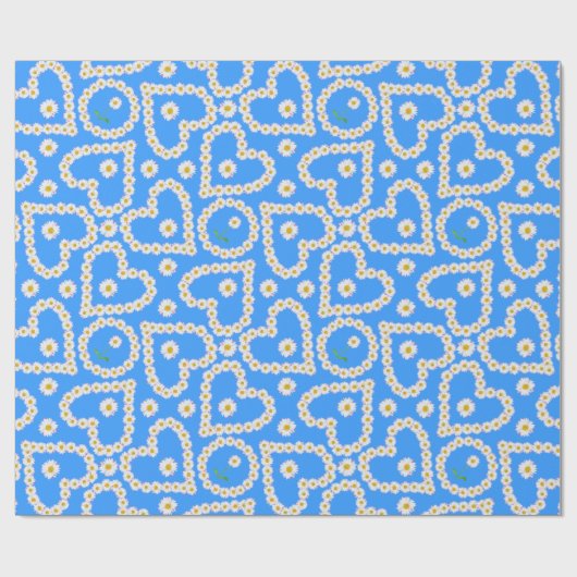 Aangepast inpakpapier, Daisy Chains op blauw Cadeaupapier (Vlak)