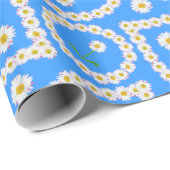 Aangepast inpakpapier, Daisy Chains op blauw Cadeaupapier (Rol Hoek)
