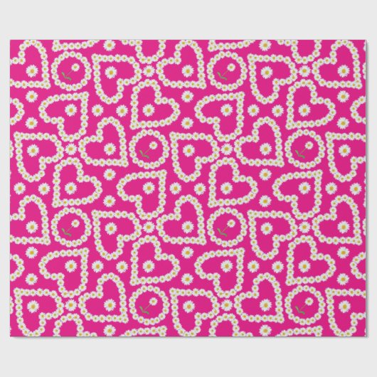 Aangepast inpakpapier, Daisy Chains op Roze Cadeaupapier (Vlak)