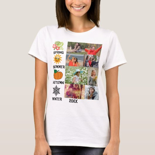 Aangepast instagram 8 jaar van fotocollage t-shirt (Voorkant)