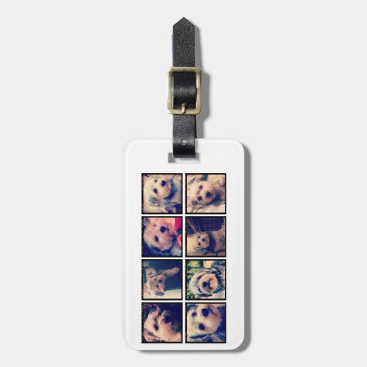 Aangepast installagram 8 Fotocollage Tekst op Teru Bagagelabel (Voorkant verticaal)