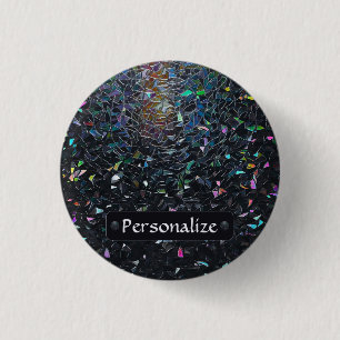 Aangepast Iridisch Abstract Gebrandschilderd Glas  Ronde Button 3,2 Cm