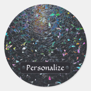 Aangepast Iridisch Abstract Gebrandschilderd Glas Ronde Sticker