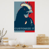 AANGEPAST IT Rood Wit Blauw Pop Art Chicken Poster (Keuken)