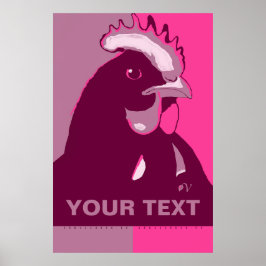 AANGEPAST IT Roze Camo Pop Art Chicken Poster