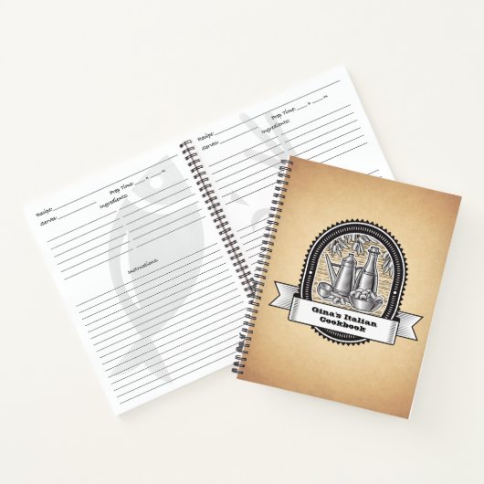 Aangepast Italiaans Geëigend Recipe Book, Cookbook Notitieboek (Binnen)
