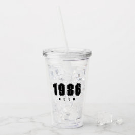 Aangepast jaar - 1986 Club - eenvoudig zwart Acryl Drinkbeker