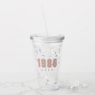 Aangepast jaar - 1986 Club - trendy roze Acryl Drinkbeker