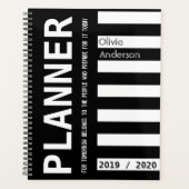 Aangepast jaar 2019 2020 Modern Black and White Planner (Voorkant)