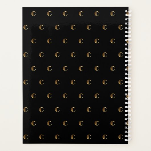 Aangepast jaar 2019 2020 zwart-wit goudmonogram C Planner (Achterkant)