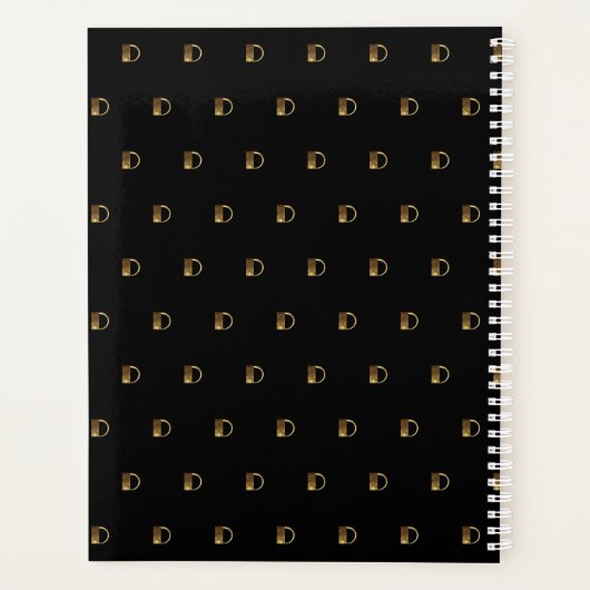 Aangepast jaar 2019 2020 zwart-wit goudmonogram D Planner (Achterkant)