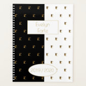 Aangepast jaar 2019 2020 zwart-wit goudmonogram E Planner (Voorkant)