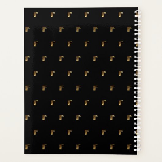 Aangepast jaar 2019 2020 zwart-wit goudmonogram F Planner (Achterkant)