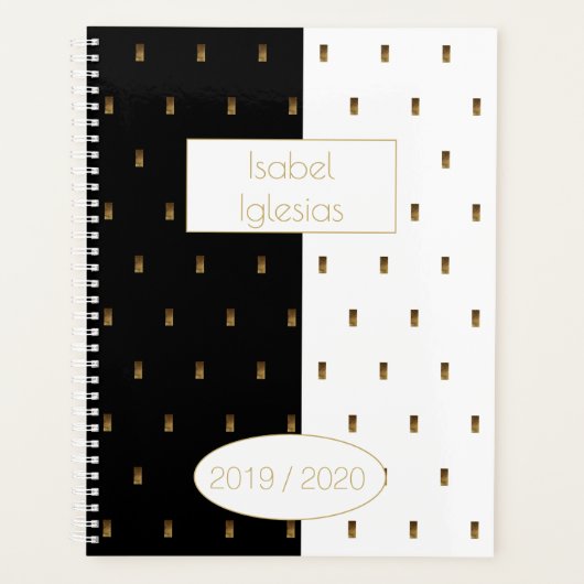 Aangepast jaar 2019 2020 zwart-wit goudmonogram I Planner (Voorkant)