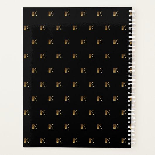 Aangepast jaar 2019 2020 zwart-wit goudmonogram K Planner (Achterkant)