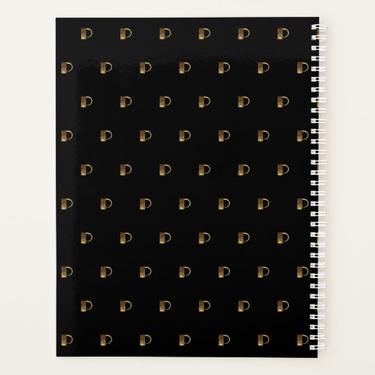 Aangepast jaar 2019 2020 zwart-wit goudmonogram P Planner (Achterkant)