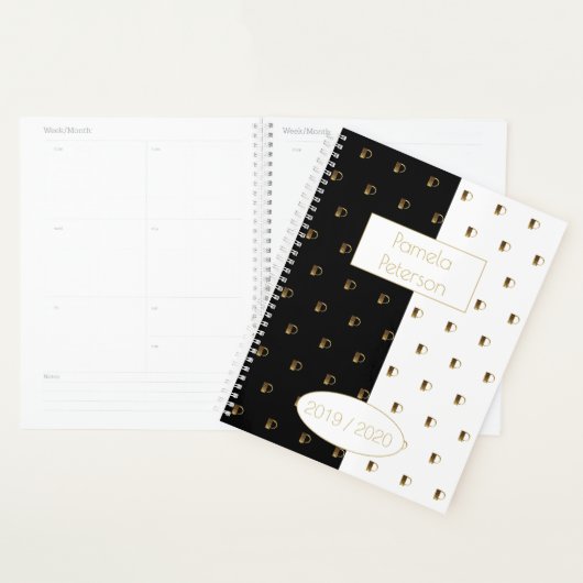 Aangepast jaar 2019 2020 zwart-wit goudmonogram P Planner (Display)