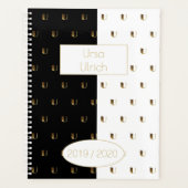 Aangepast jaar 2019 2020 zwart-wit goudmonogram U Planner (Voorkant)