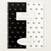 Aangepast jaar 2019 2020 zwart-wit goudmonogram W Planner (Voorkant)