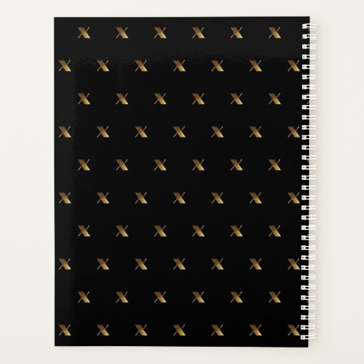 Aangepast jaar 2019 2020 zwart-wit goudmonogram X Planner (Achterkant)