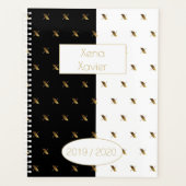 Aangepast jaar 2019 2020 zwart-wit goudmonogram X Planner (Voorkant)