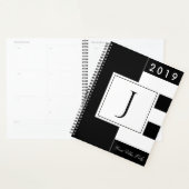 Aangepast jaar 2019 Monogram zwart en wit modern Planner (Display)