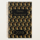 Aangepast jaar 2019 zwart goudmonogram D-legant Planner (Voorkant)