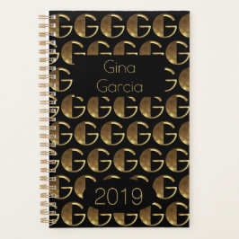 Aangepast jaar 2019 zwart goudmonogram G elegant Planner