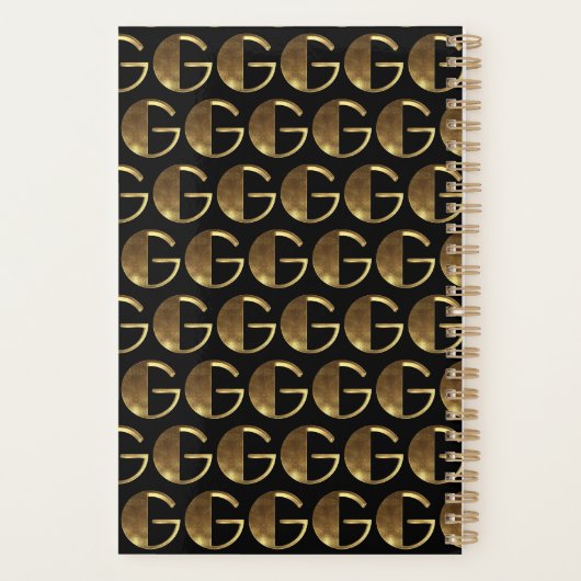 Aangepast jaar 2019 zwart goudmonogram G elegant Planner (Achterkant)