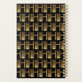 Aangepast jaar 2019 zwart goudmonogram H Elegant Planner (Achterkant)