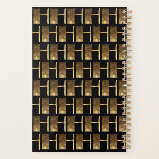 Aangepast jaar 2019 zwart goudmonogram H Elegant Planner (Achterkant)