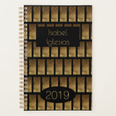 Aangepast jaar 2019 zwart goudmonogram I legant Planner (Voorkant)