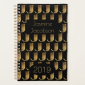 Aangepast jaar 2019 zwart goudmonogram J Elegant Planner (Voorkant)
