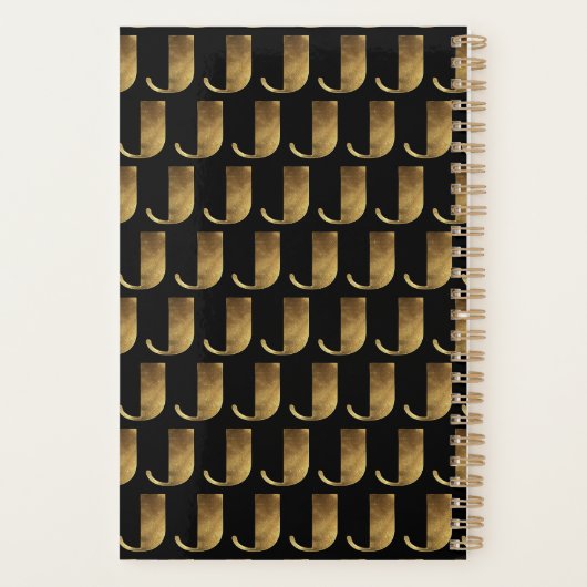 Aangepast jaar 2019 zwart goudmonogram J Elegant Planner (Achterkant)