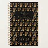 Aangepast jaar 2019 zwart goudmonogram K legant Planner (Voorkant)