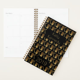 Aangepast jaar 2019 zwart goudmonogram K legant Planner