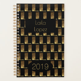 Aangepast jaar 2019 zwart goudmonogram L legant Planner