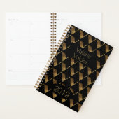 Aangepast jaar 2019 zwart goudmonogram/legant planner (Display)