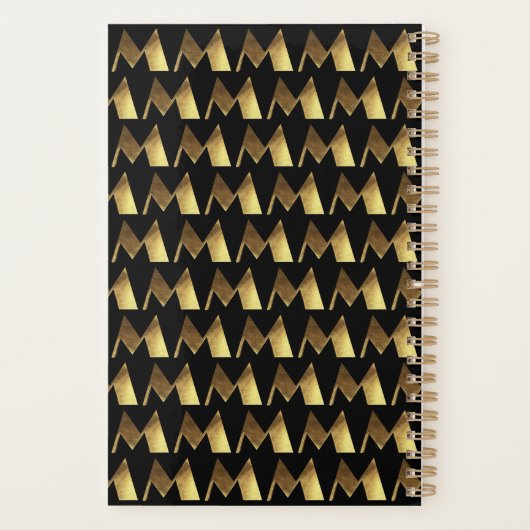 Aangepast jaar 2019 zwart goudmonogram M legant Planner (Achterkant)