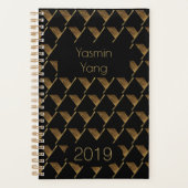 Aangepast jaar 2019 zwart goudmonogram Y elegant Planner (Voorkant)