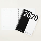 Aangepast jaar 2020 Modern Trendy Black and White Planner (Display)