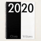 Aangepast jaar 2020 Modern Trendy Black and White Planner (Voorkant)