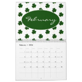 Aangepast jaar 2024 Ierse Shamrock Patroon Klavers Kalender (Feb 2026)