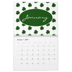 Aangepast jaar 2024 Ierse Shamrock Patroon Klavers Kalender