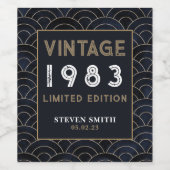 Aangepast jaar 40e Blauwe Dag Partij Wijn Etiket (Enkel label)