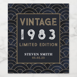 Aangepast jaar 40e Blauwe Dag Partij Wijn Etiket