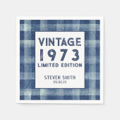 Aangepast jaar 40e Gingham Blue Birthday Party Servet (Voorkant)